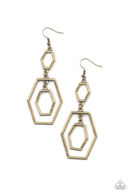 Geometric Maven - brass - Paparazzi earrings