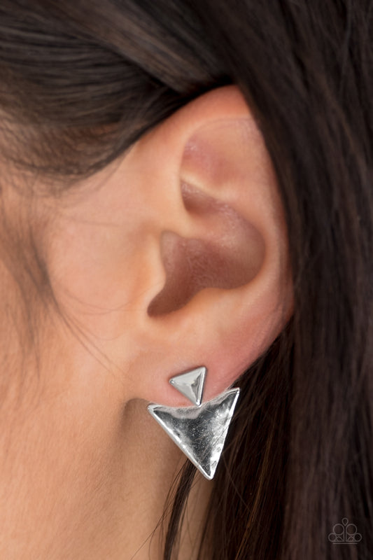 Get into the SPEAR-it - silver - Paparazzi earrings