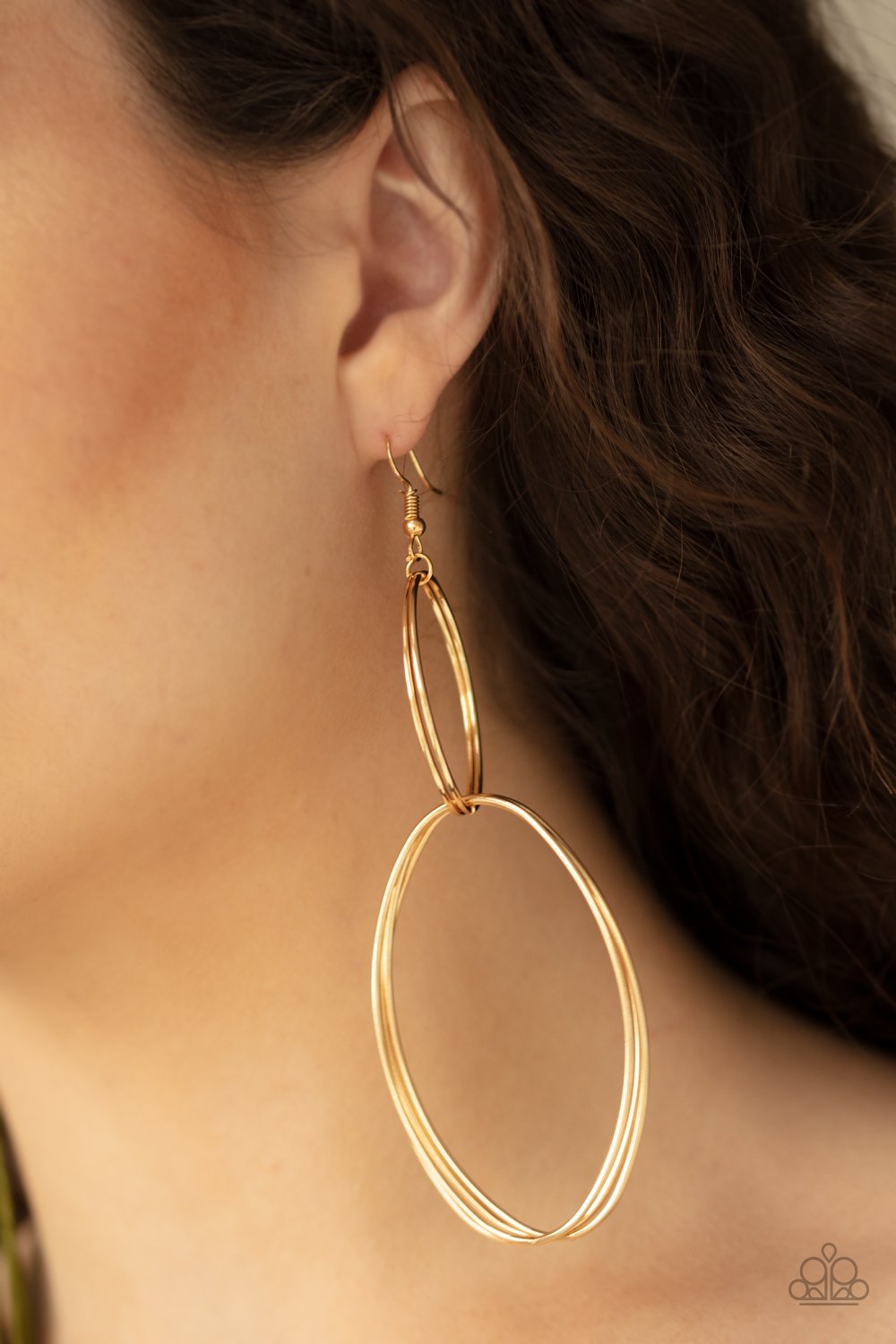 Getting Into Shape-gold-Paparazzi earrings