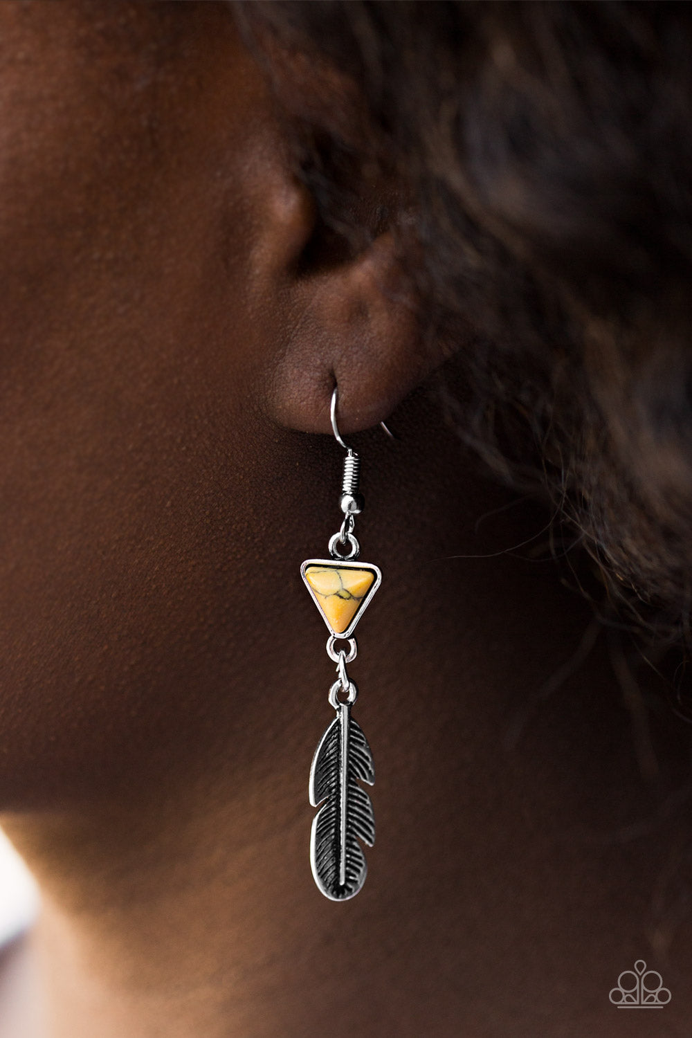 Give it a NEST - yellow - Paparazzi earrings