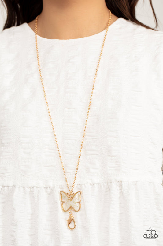 Gives Me Butterflies - gold - Paparazzi LANYARD necklace