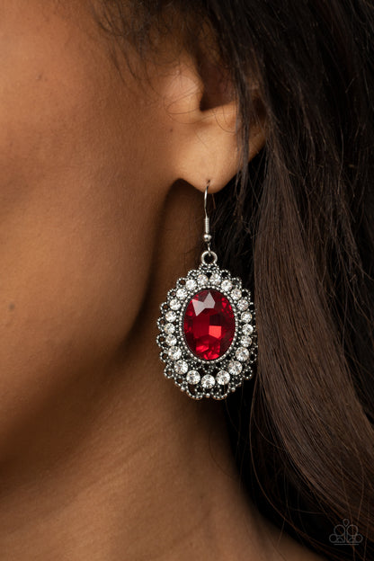 Glacial Gardens - red - Paparazzi earrings
