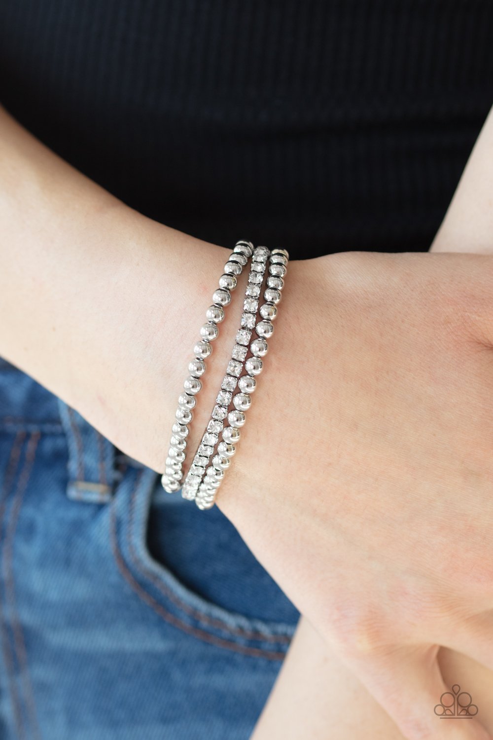 Glam Game-white-Paparazzi bracelet