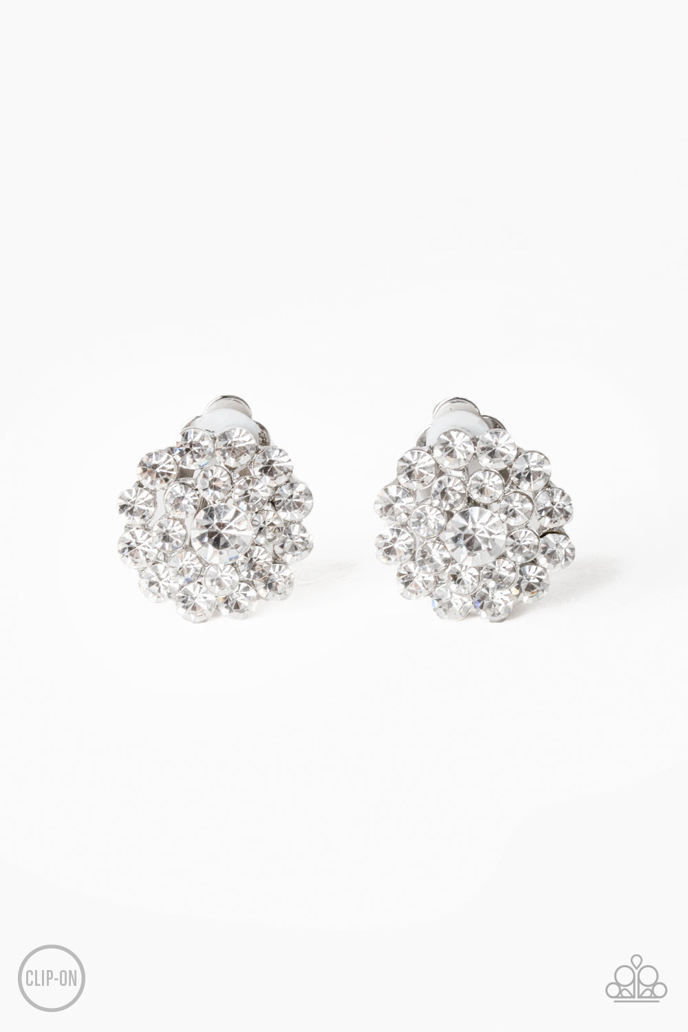 Glammed Out - white - Paparazzi CLIP ON earrings