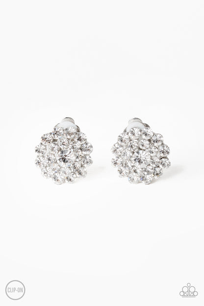 Glammed Out - white - Paparazzi CLIP ON earrings