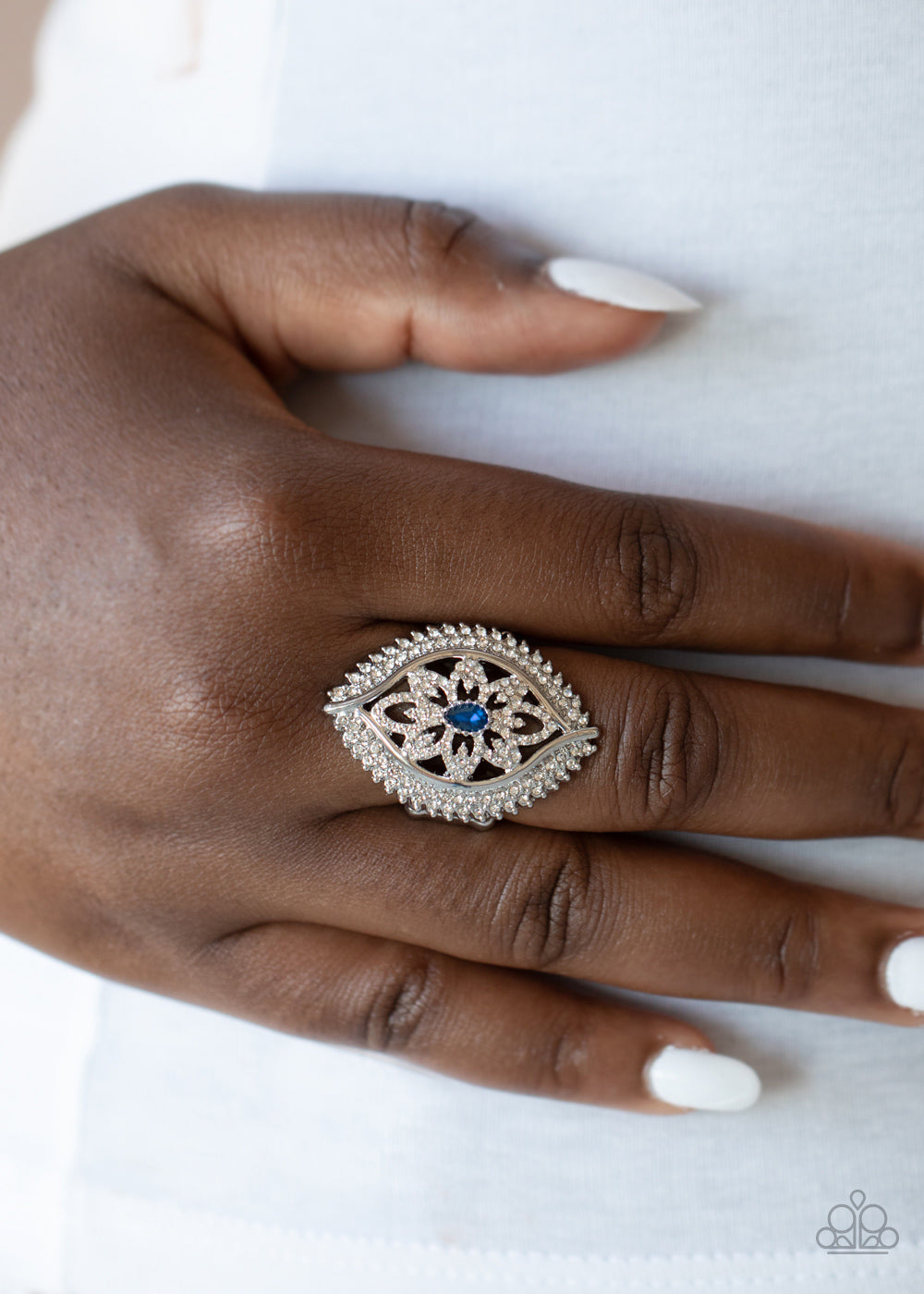Glammed Up Gardens - blue - Paparazzi ring