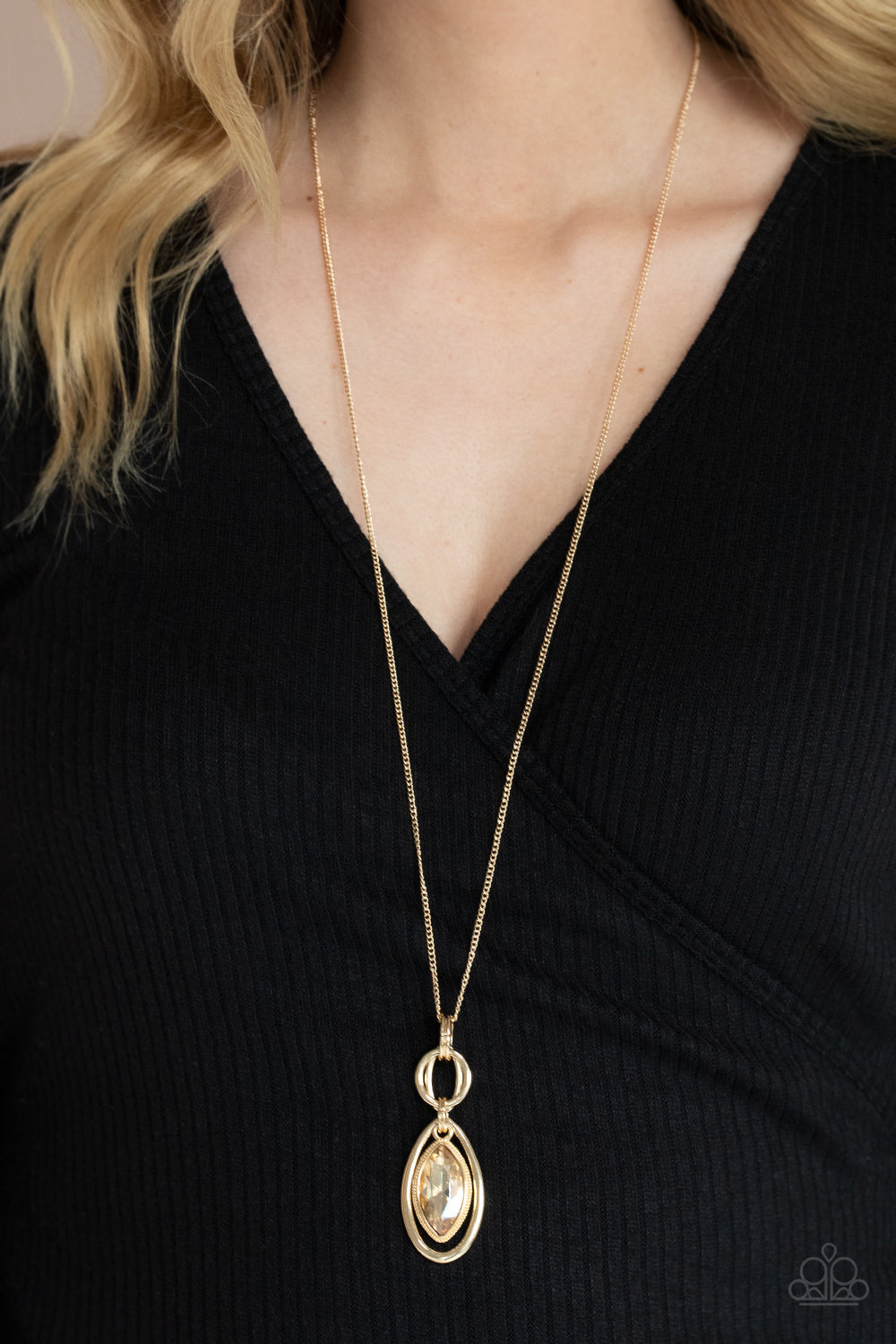 Glamorously Glaring - gold - Paparazzi necklace