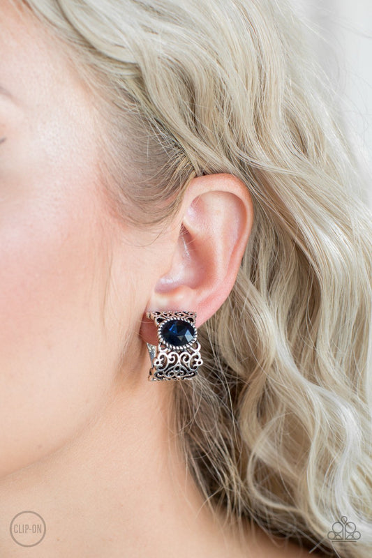 Glamourously Grand Dutchess - blue - Paparazzi CLIP ON EARRINGS