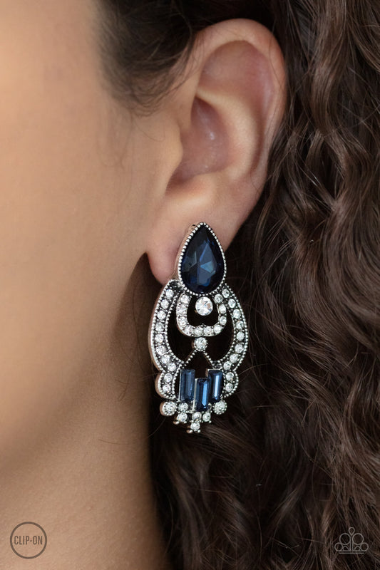 Glamour Gauntlet - blue - Paparazzi CLIP ON earrings