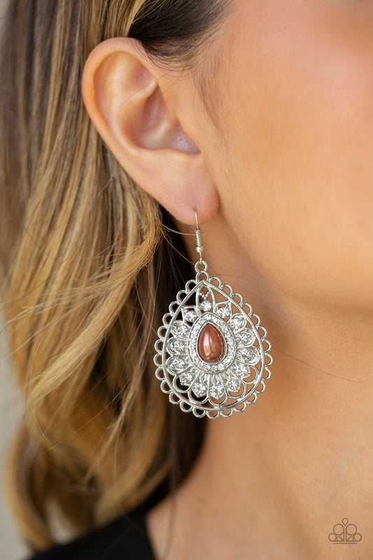 Glamour Grandeur - brown - Paparazzi earrings