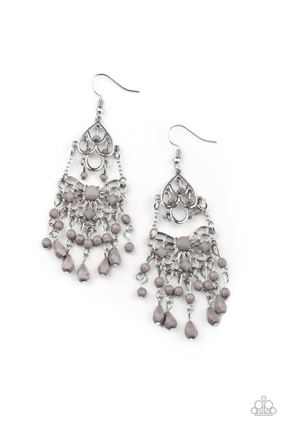 Glass Slipper Glamour - silver - Paparazzi earrings