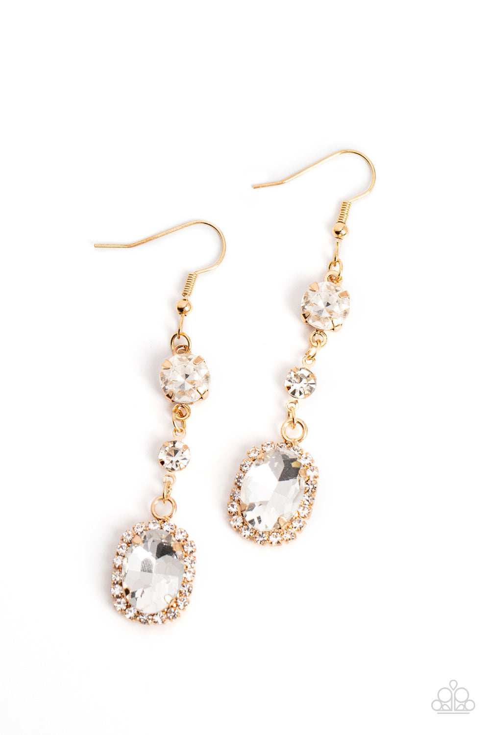 Glass Slipper Sparkle - gold - Paparazzi earrings