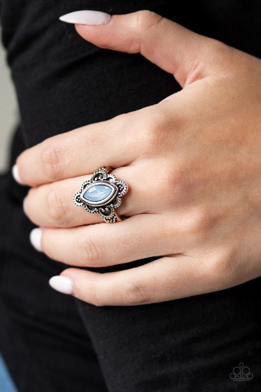 Glass Half COLORFUL-blue-Paparazzi ring