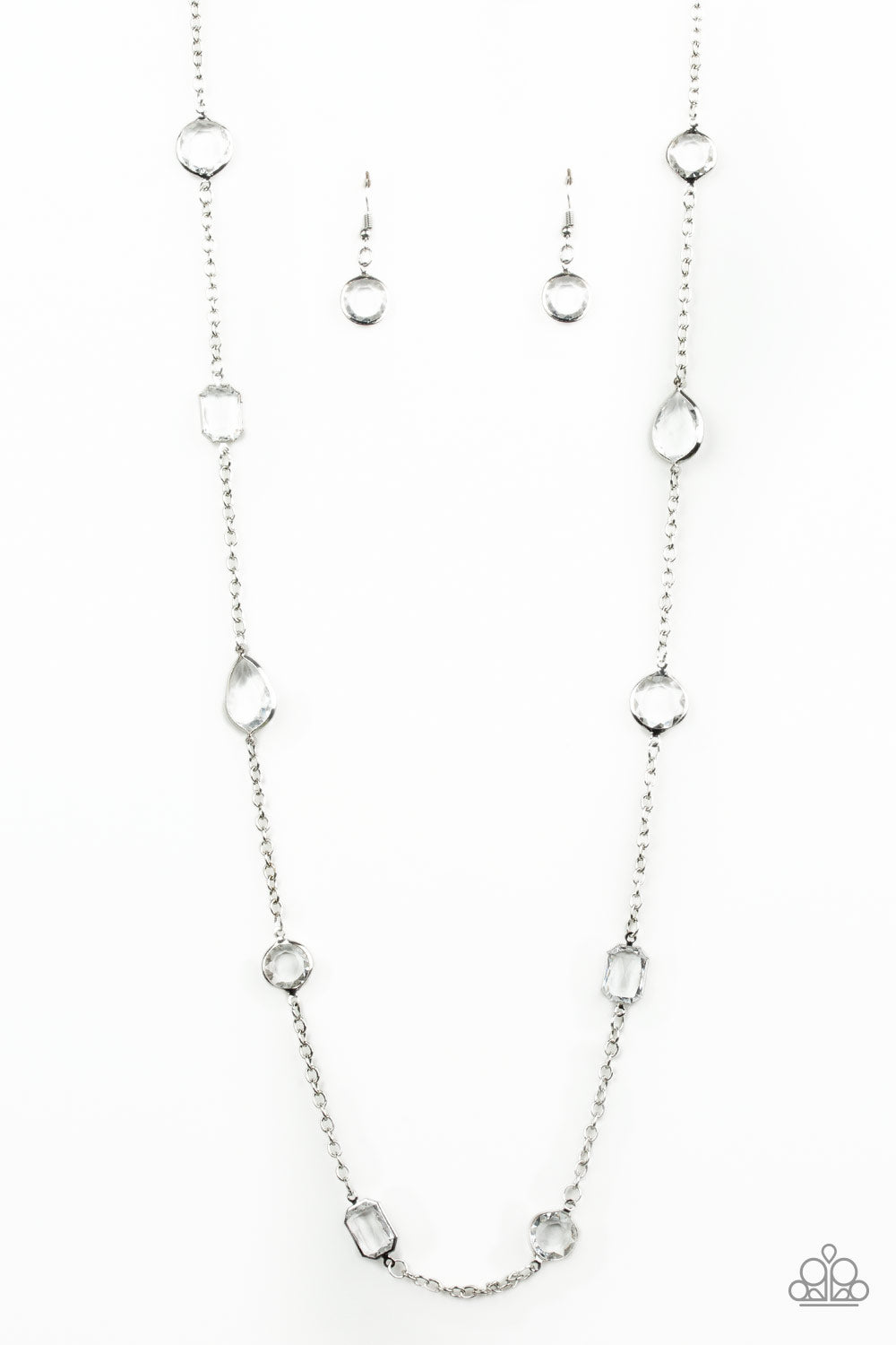 Glassy Glamorous - white - Paparazzi necklace
