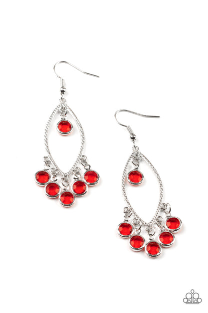 Glassy Grotto - red - Paparazzi earrings