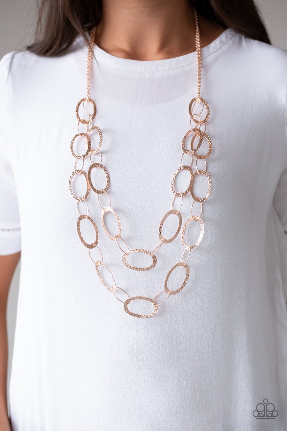 Glimmer Goals-rose gold-Paparazzi necklace