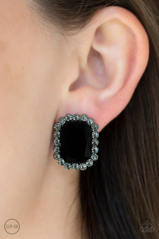 Glitter Enthusiast - black - Paparazzi CLIP ON earrings