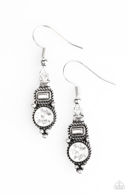 Glittering Grandeur - White - Paparazzi earrings