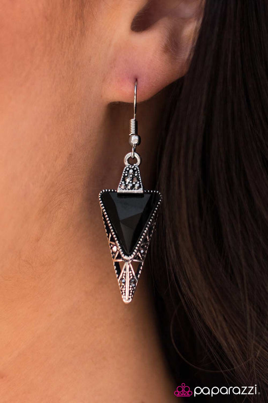 Glittery Nights - Black - Paparazzi earrings