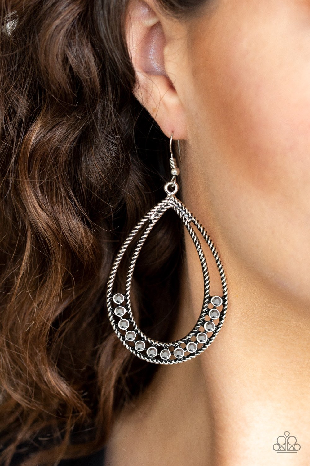 Glitz Fit-silver-Paparazzi earrings