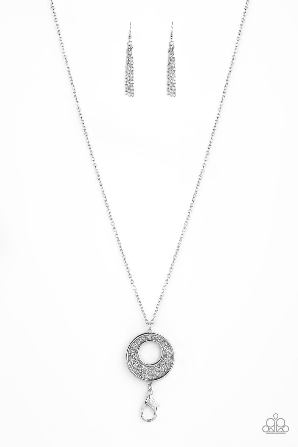 Glitzy Glow - silver - Paparazzi LANYARD necklace