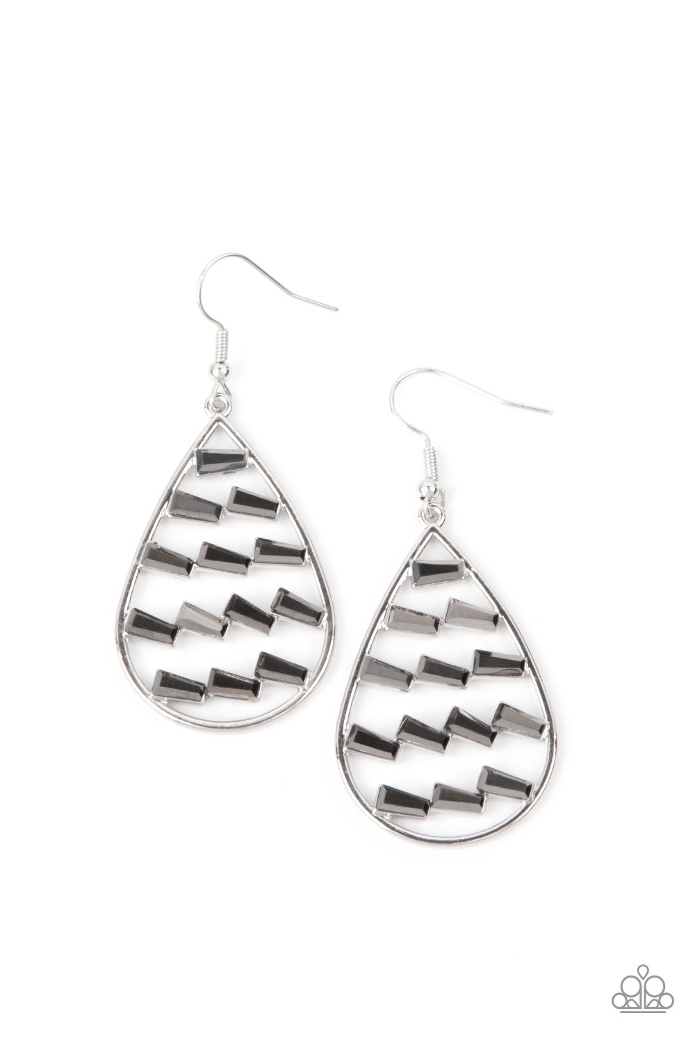 Glitzy Grit - silver - Paparazzi earrings