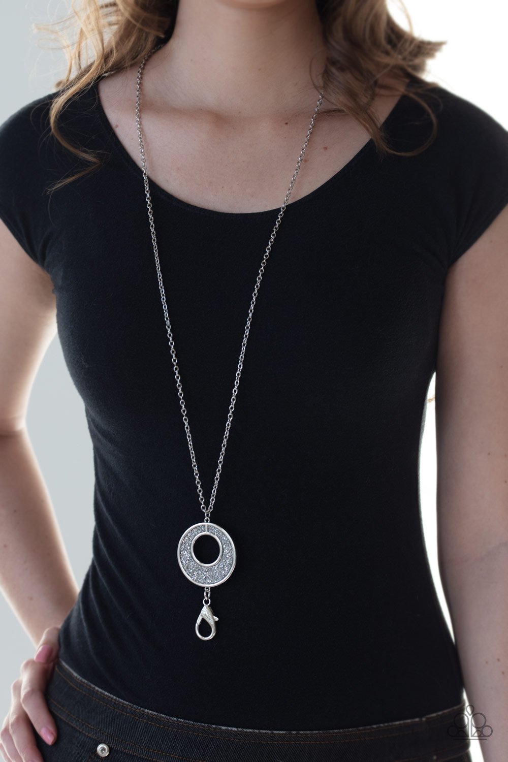 Glitzy Glow-silver-Paparazzi LANYARD necklace