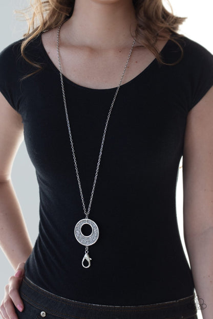 Glitzy Glow-silver-Paparazzi LANYARD necklace