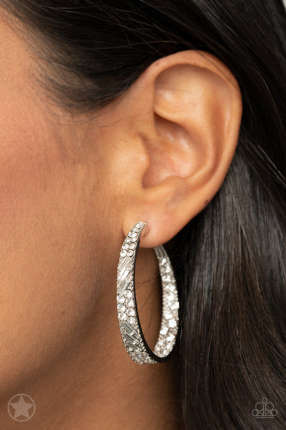 GLITZY by Association - white - Paparazzi hoop earrings