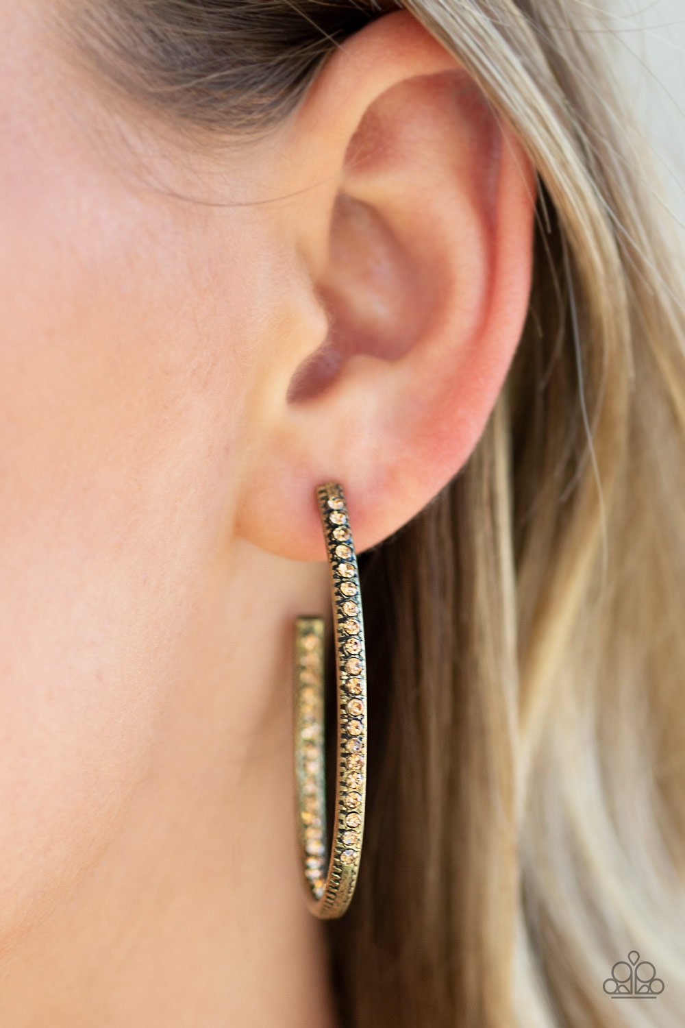 Globetrotting Glitter-brass-Paparazzi earrings