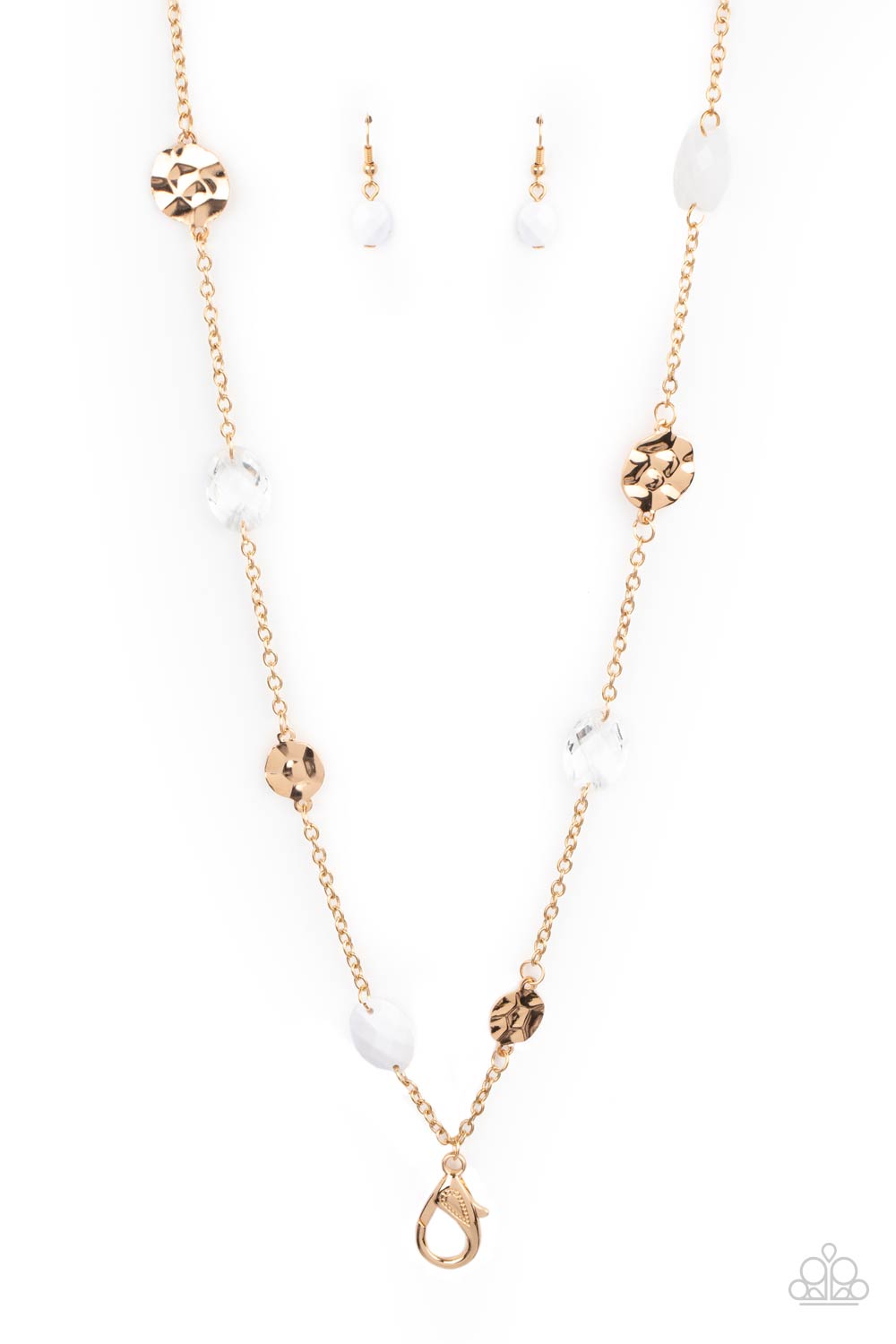 Glossy Glamorous - white - Paparazzi LANYARD necklace