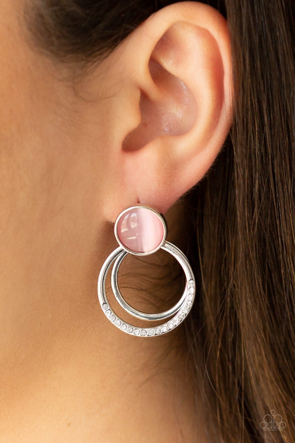 Glow Roll-pink-Paparazzi earrings