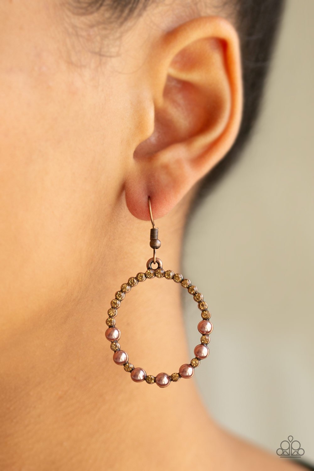 Glowing Grandeur-copper-Paparazzi earrings