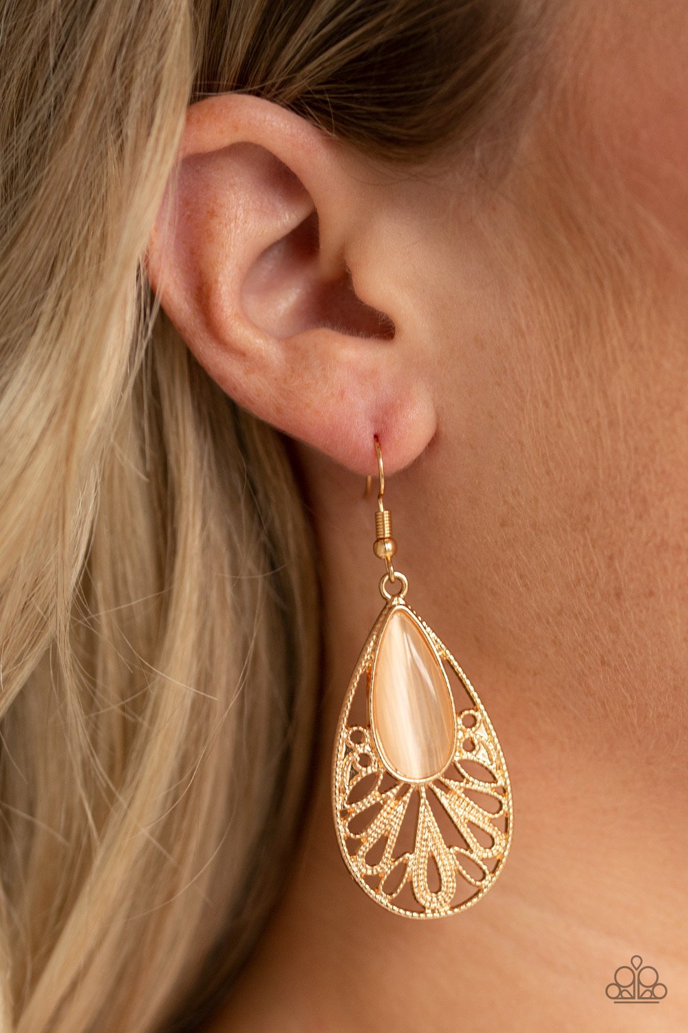 Glowing Tranquility-gold-Paparazzi earrings