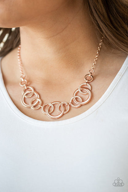 Going in Circles-rose gold-Paparazzi necklace