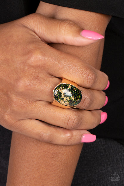 Gold Leaf Glam - black - Paparazzi ring