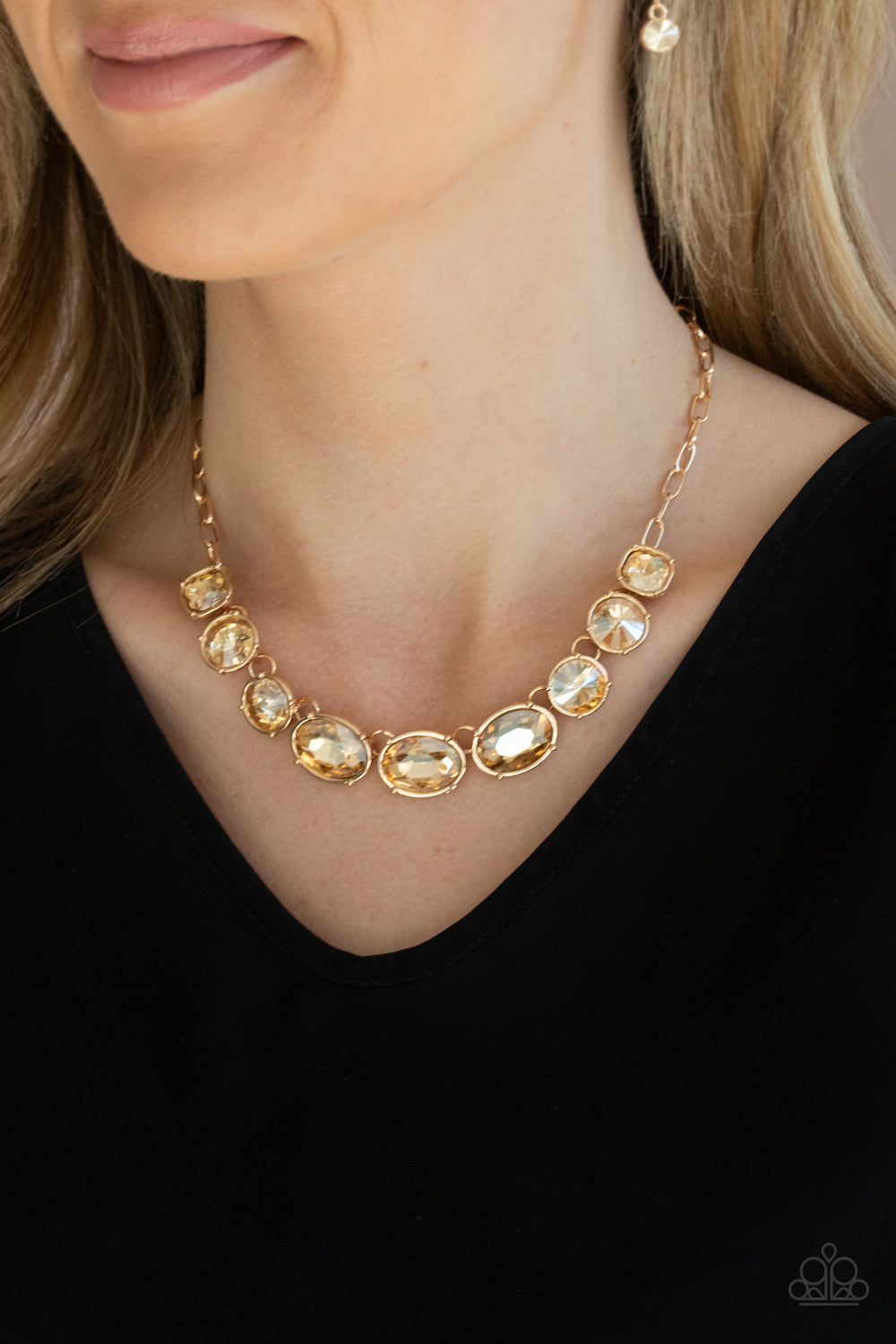 Gorgeously Glacial - gold - Paparazzi necklace