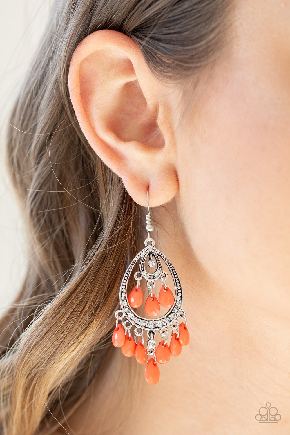 Gorgeously Genie-orange-Paparazzi earrings