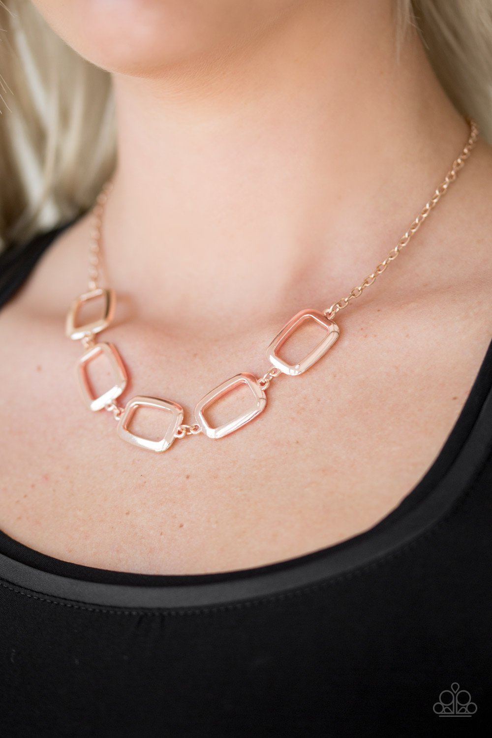 Gorgeously Geometric - rose gold - Paparazzi necklace