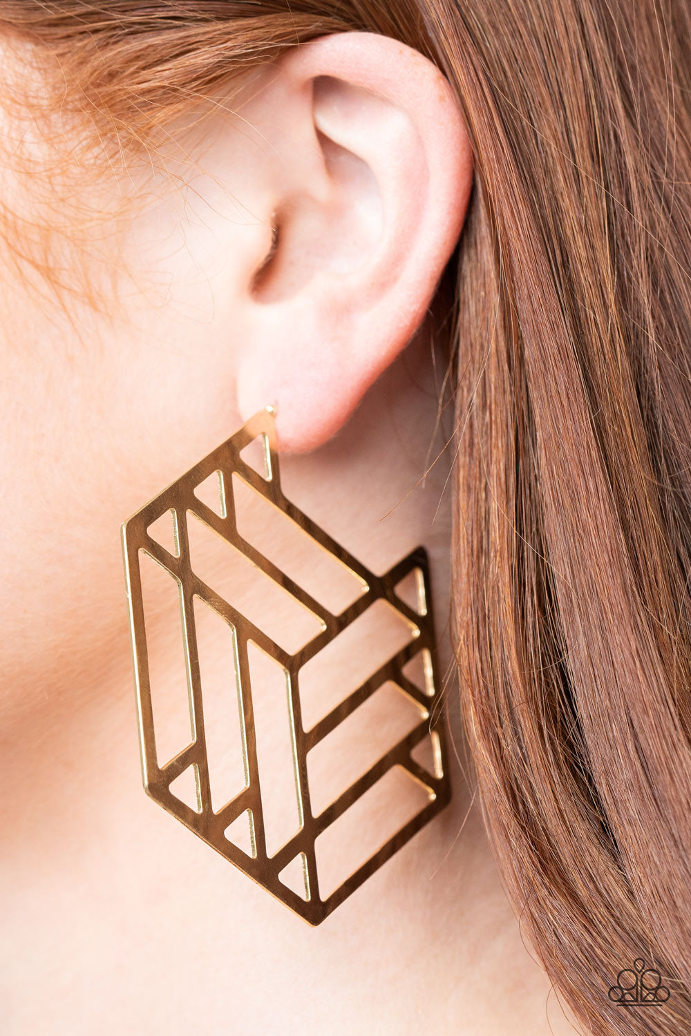 Gotta Get GEO-ing - gold - Paparazzi earrings