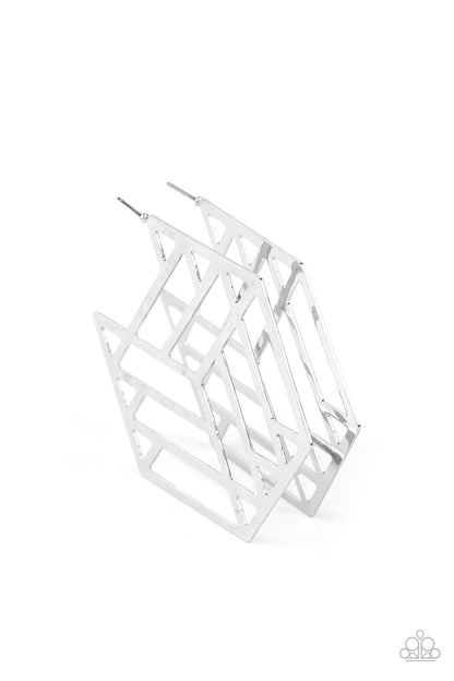 Gotta Get GEO-ing - silver - Paparazzi earrings