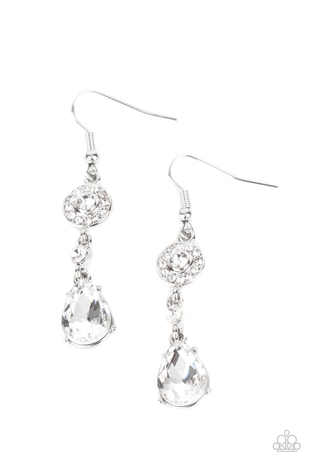 Graceful Glimmer - white - Paparazzi earrings