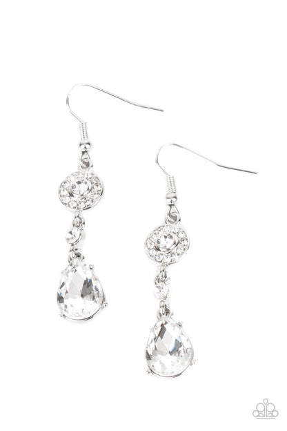 Graceful Glimmer - white - Paparazzi earrings