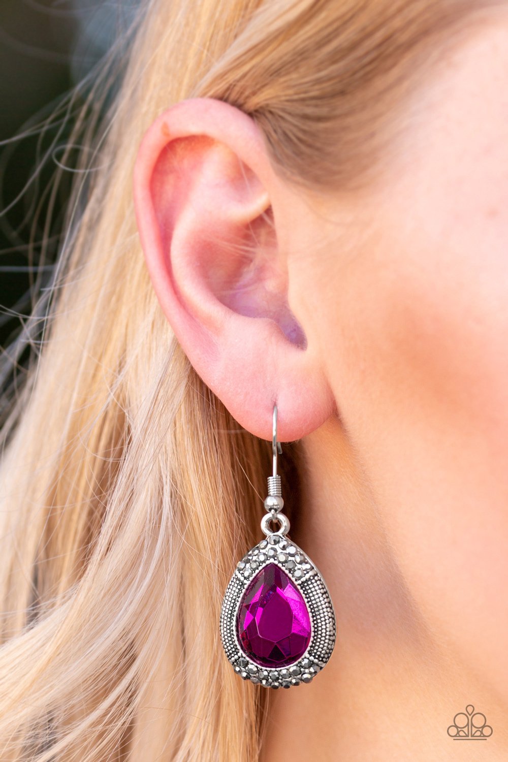 Grandmaster Shimmer-hot pink-Paparazzi earrings