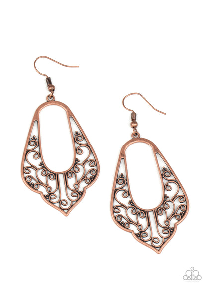 Grapevine Glamour - copper - Paparazzi earrings