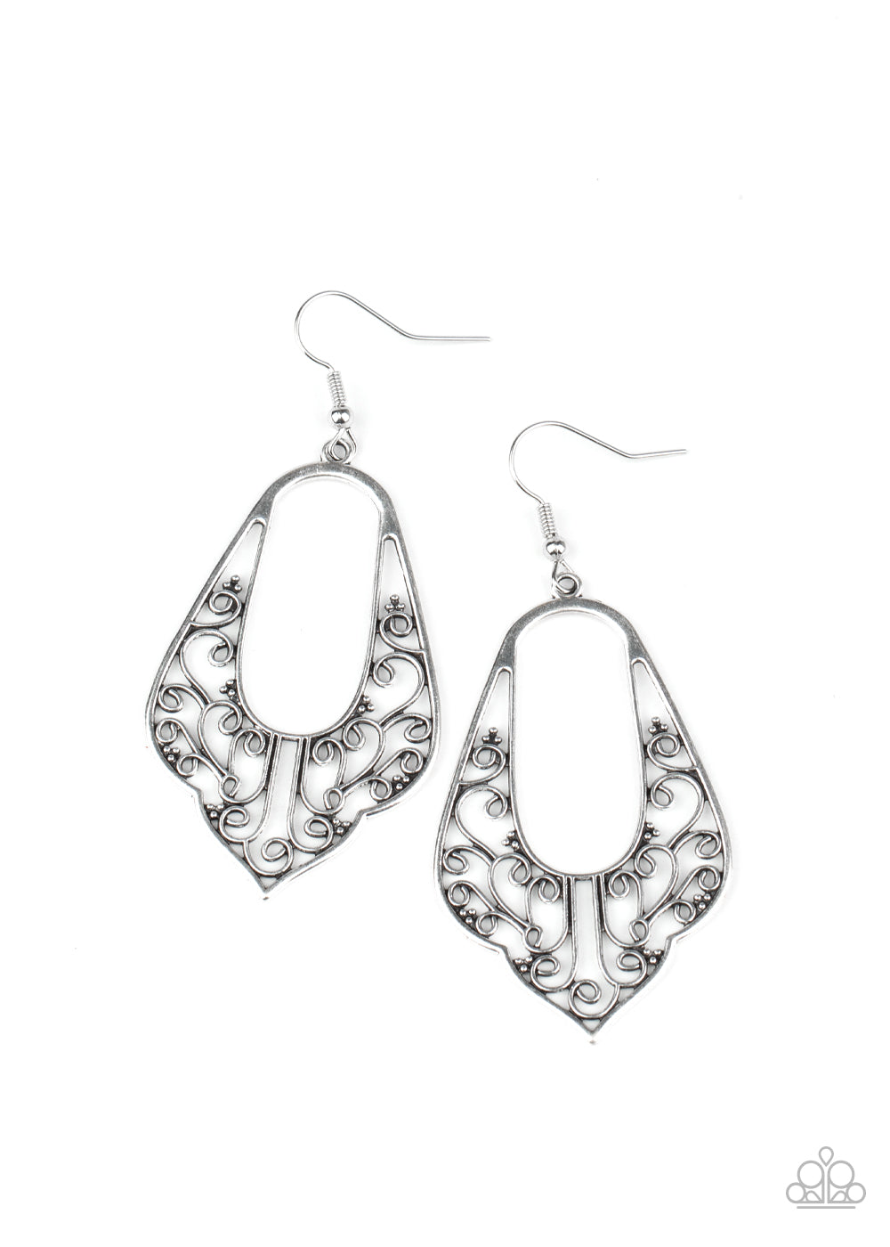 Grapevine Glamour - silver - Paparazzi earrings