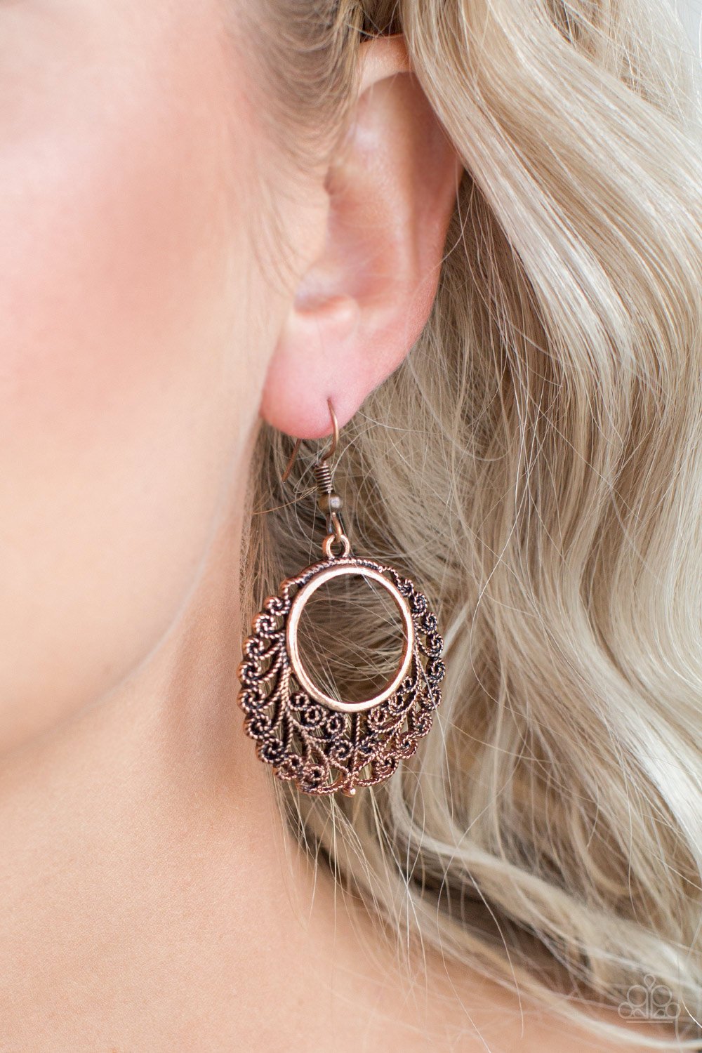 Grapevine Glamorous-copper-Paparazzi earrings