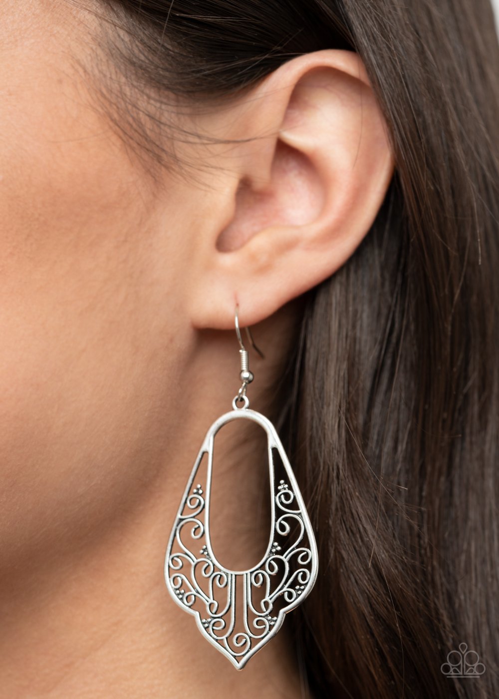 Grapevine Glamour-silver-Paparazzi earrings