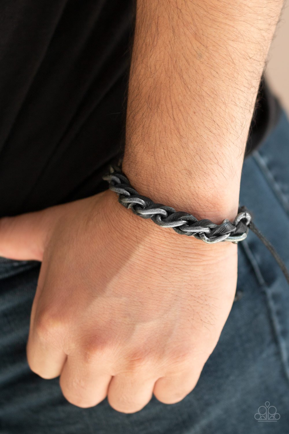 Grease Monkey-black-Paparazzi mens bracelet