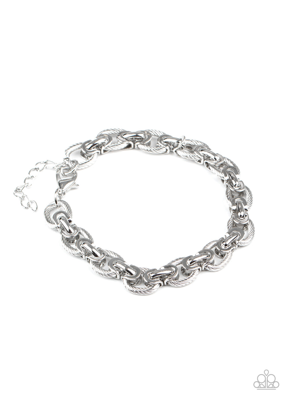 Gridiron Grunge - silver - Paparazzi mens bracelet